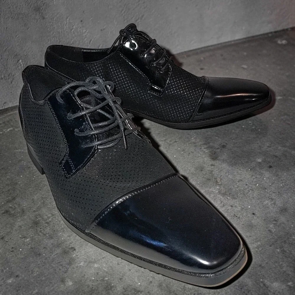 Fashion FZ 9917 Mens Black Patent Cap Toe Oxford Dress Shoes Size 46 US 12-13